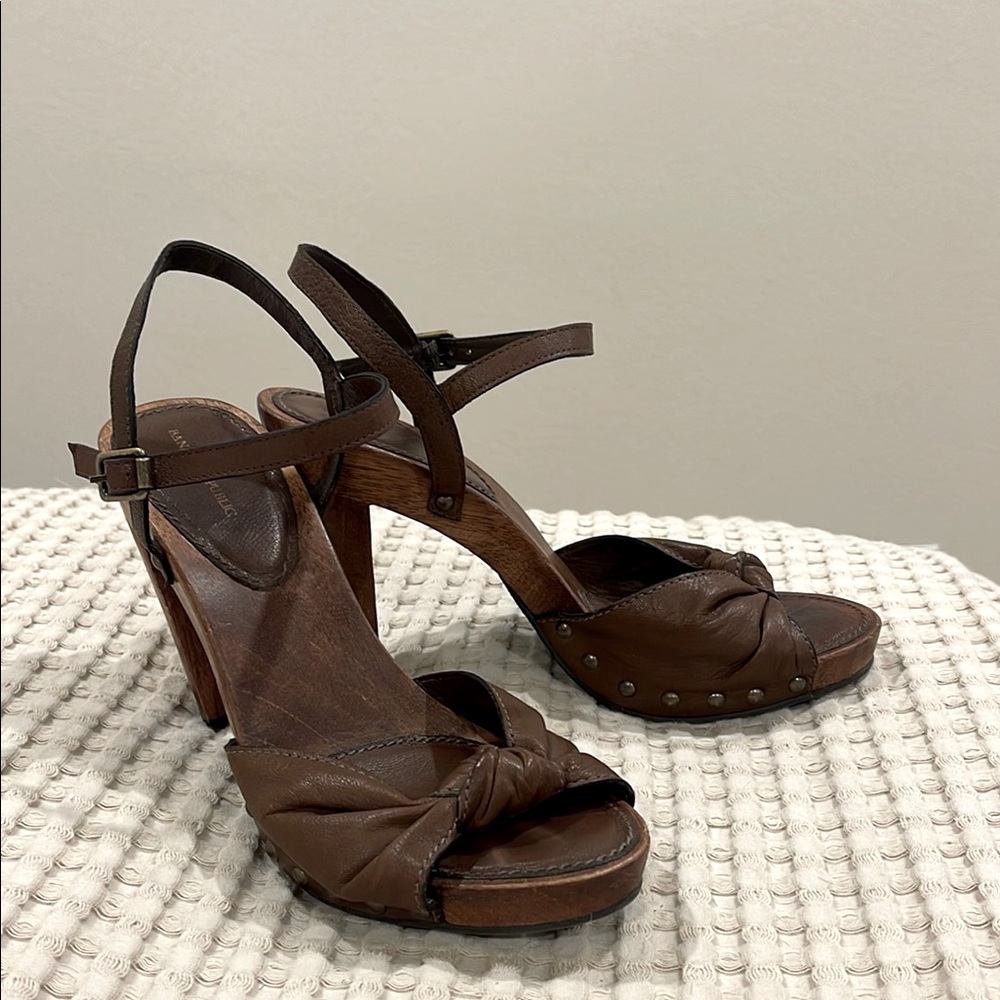 Y2K Vintage BANANA REPUBLIC Brown Leather Heels
